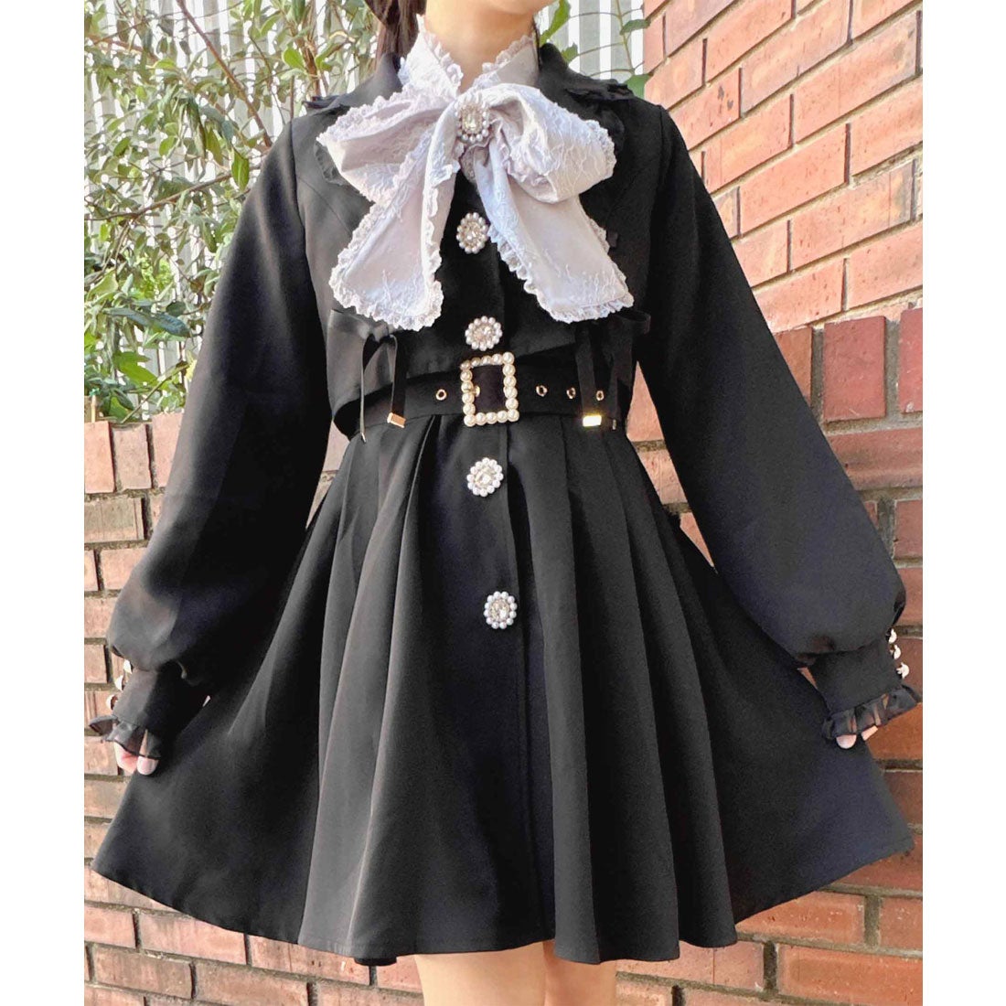 ロジータ ROJITA シアーフリルトレンチコート （ブラック