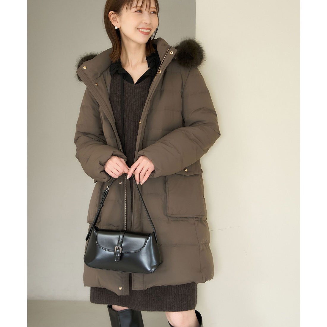 ロペピクニック ROPE' PICNIC ファー付きダウンコート （ダーク