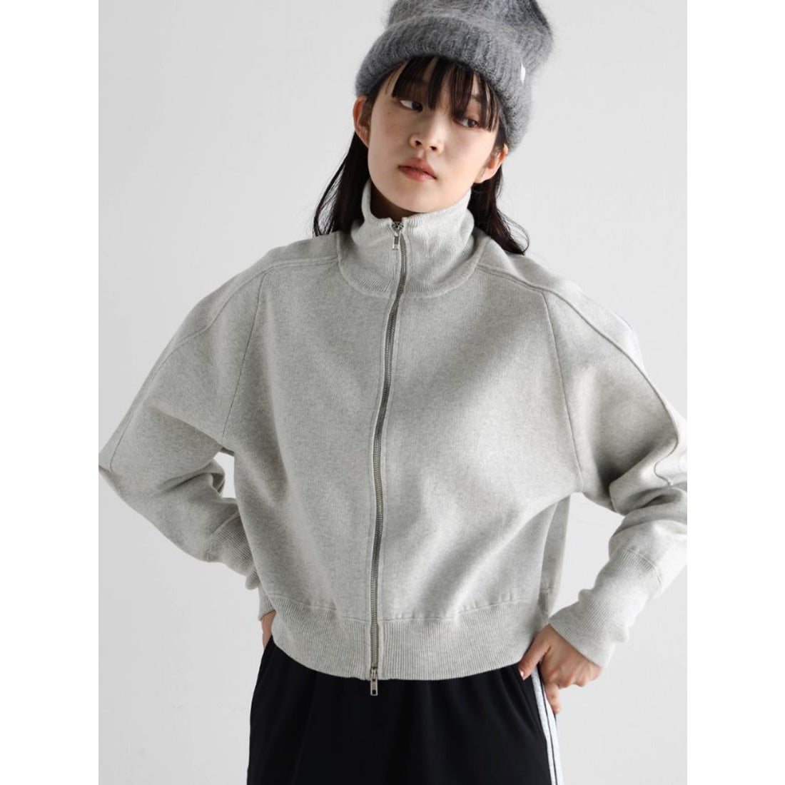 ラディエイト RADIATE ハイネックダブルジップニット （杢グレー