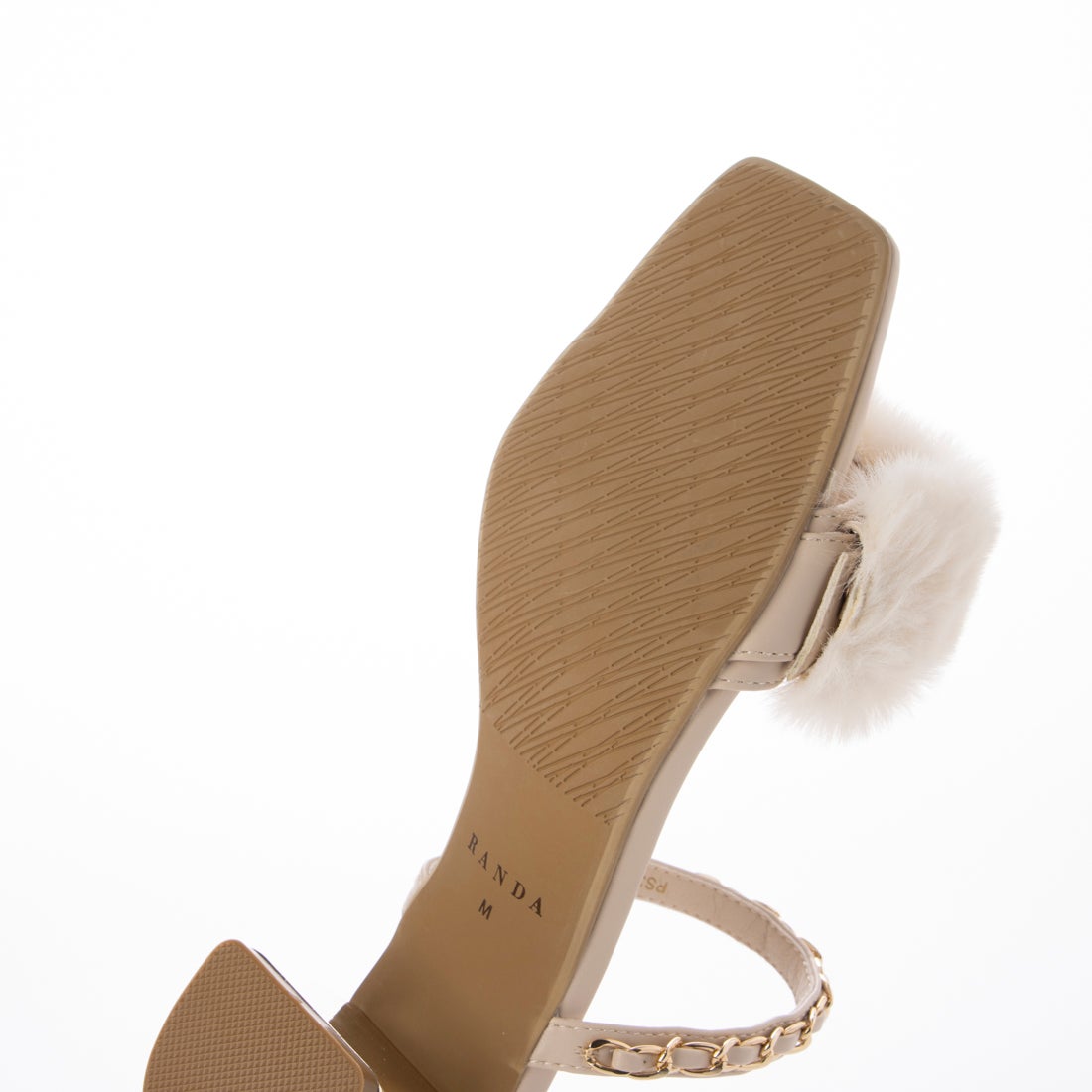 ランダ RANDA 2WAY ファーベルトミュールサンダル （IVORY） -靴