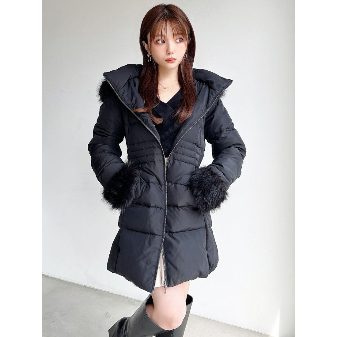 RESEXXY フード付ダウンコート（ブラック） -靴＆ファッション通販