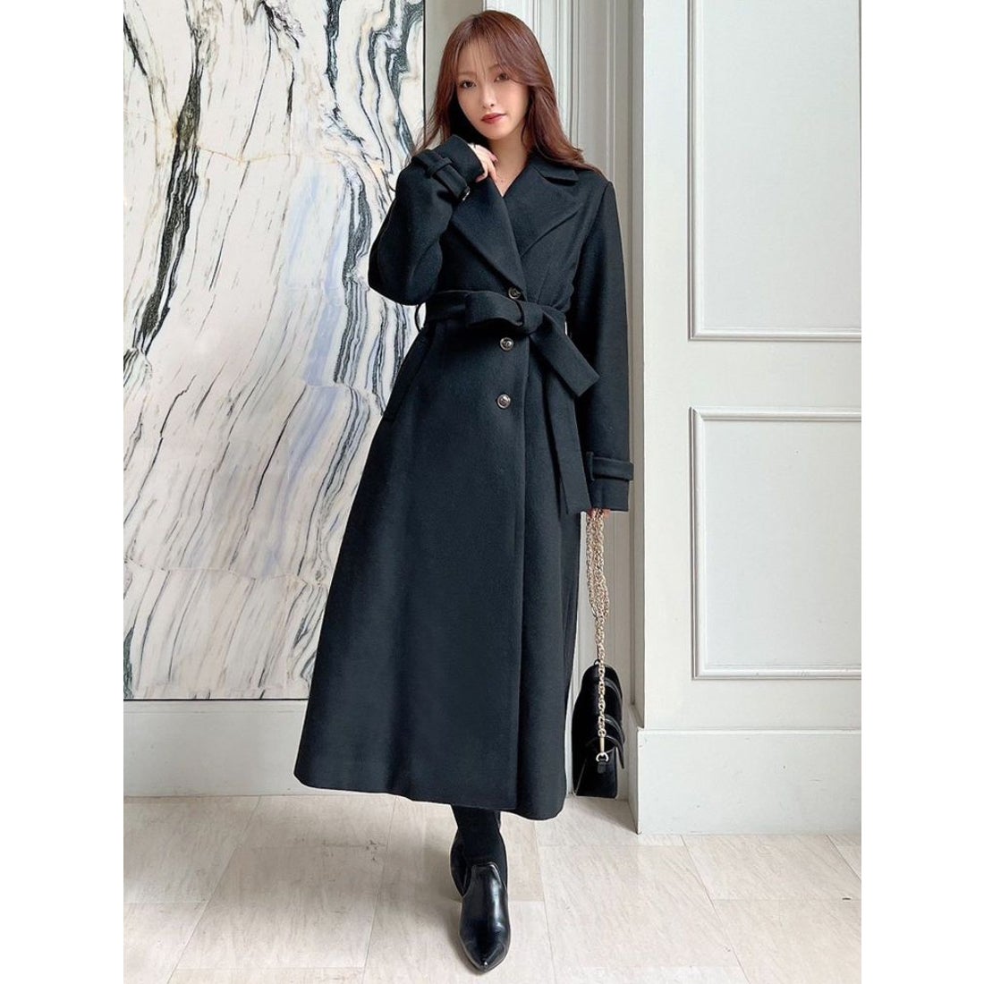 RESEXXY ビッグカラーロングコート（アイボリー） -ファッション通販