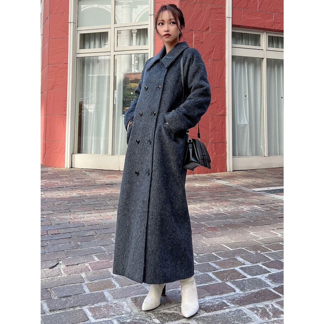 RESEXXY ステンカラーロングコート（チャコールグレー） -靴