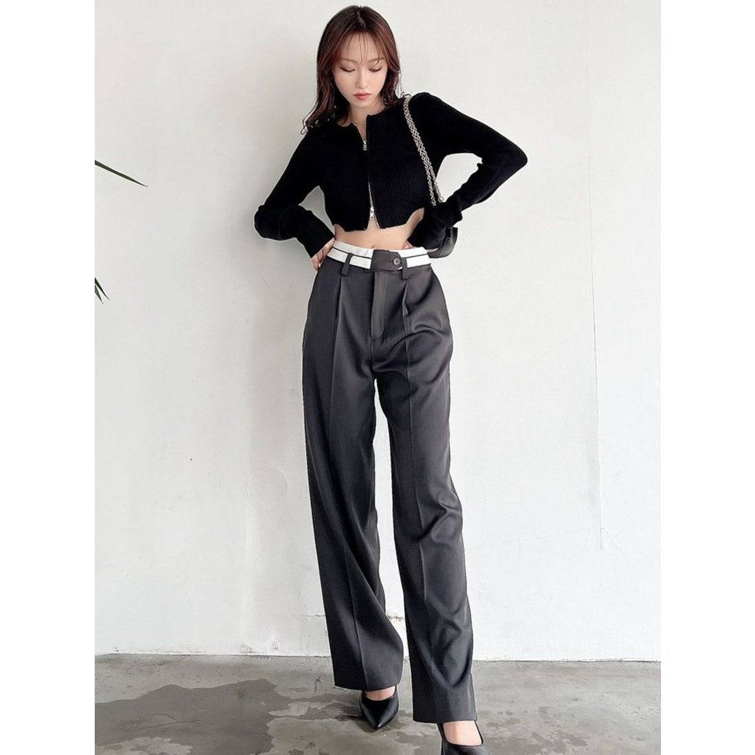 リゼクシー RESEXXY ジップデザインクロップドニットトップス