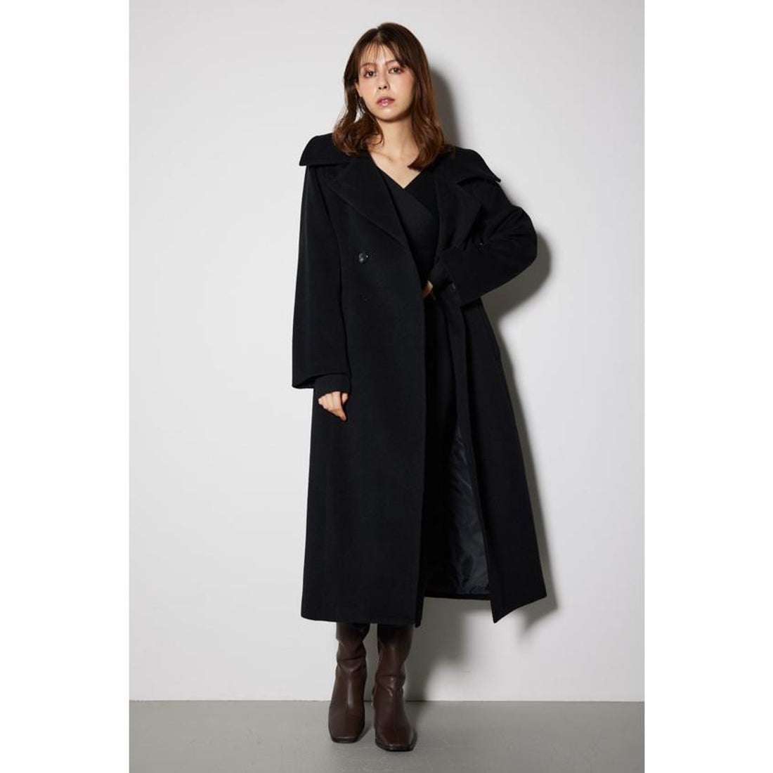 リエンダ rienda スタンドカラーシェイプドチェスターCT （BLK