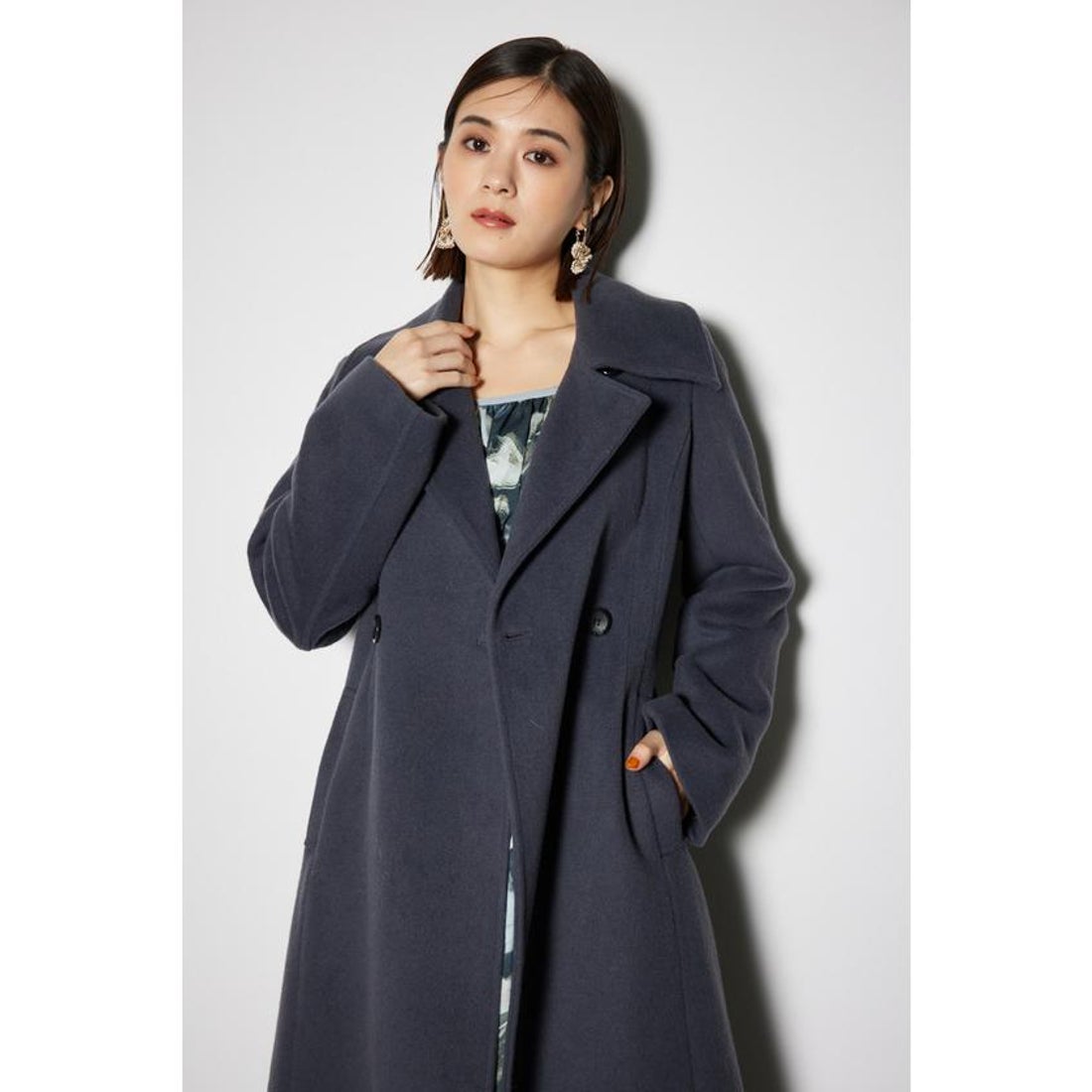 リエンダ rienda スタンドカラーシェイプドチェスターCT （BLK