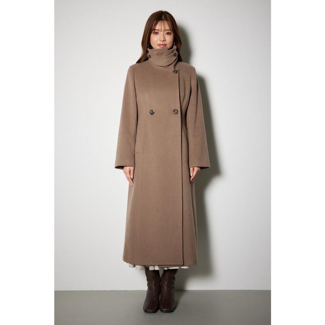 リエンダ rienda スタンドカラーシェイプドチェスターCT （BLK