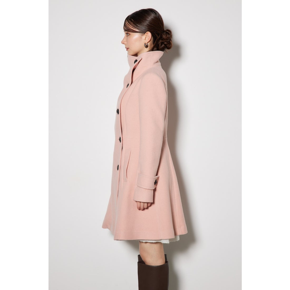 rienda オーバーネックシンデレララインミニコート PNK -靴