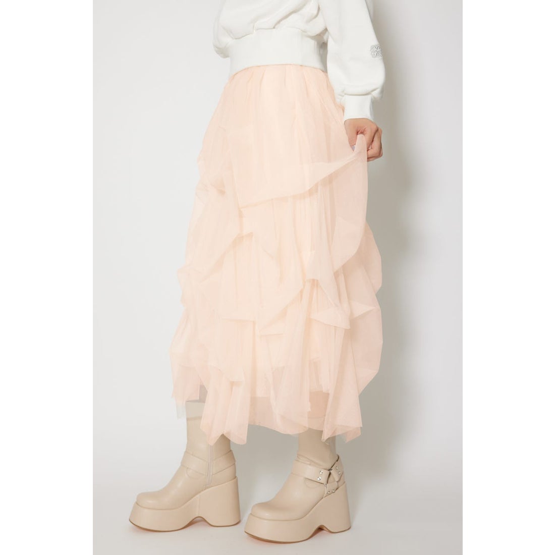 リエンダ rienda ランダムタックチュールスカート （PNK