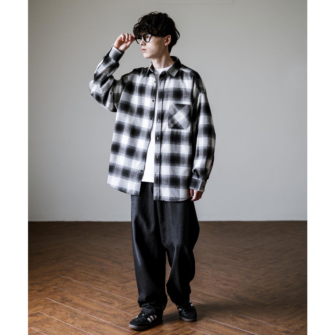 ロッキーモンロー Rocky Monroe チェックシャツ ネルシャツ 長袖