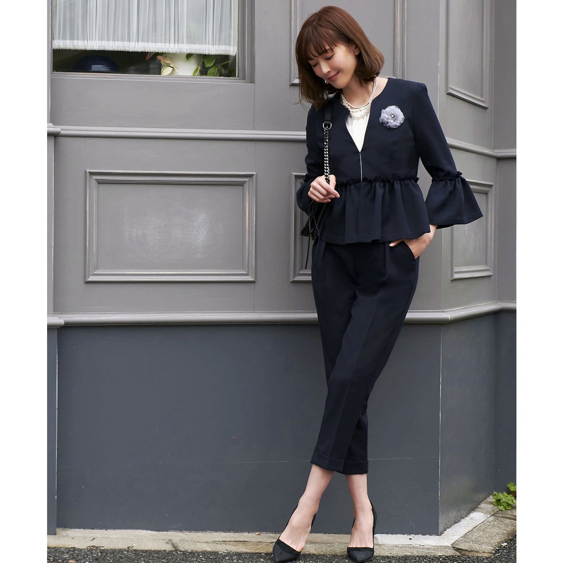 ルイルエブティック RUIRUE BOUTIQUE ペプラムジャケットパンツ