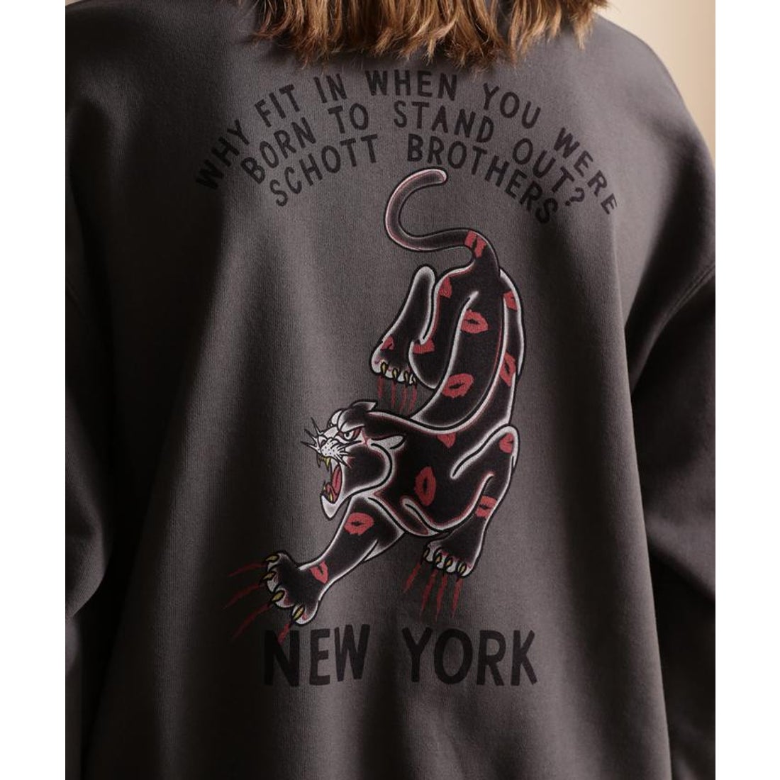 ショット Schott CREW SWEAT KISS PANTHER/クルーネックスウェット