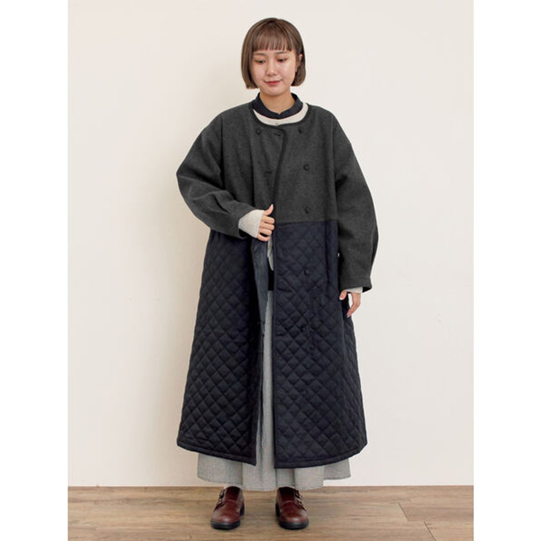 サマンサ モスモス Samansa Mos2 メルトン切替キルティングコート