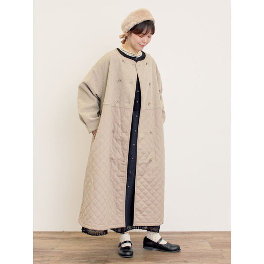 サマンサ モスモス Samansa Mos2 メルトン切替キルティングコート
