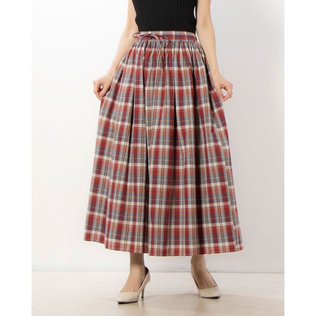 サマンサ モスモス Samansa Mos2 チェックロングスカート （レッド