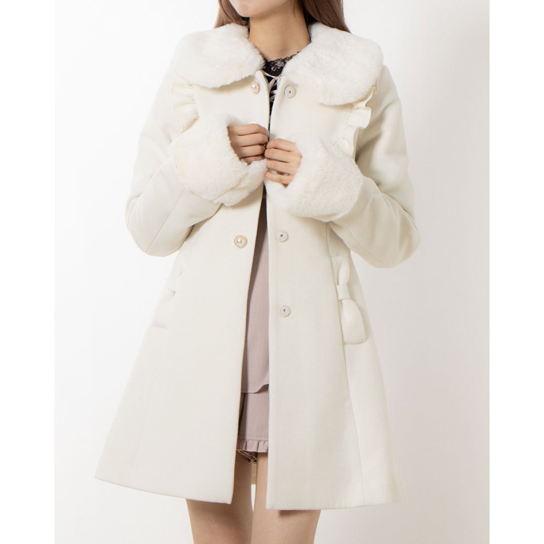 シークレットハニー Secret Honey ヨークフリルリボンポケットコート