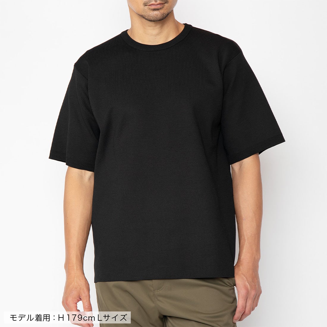 洗えるニットTシャツ （ブラック） -WWSワークウェアスーツ公式