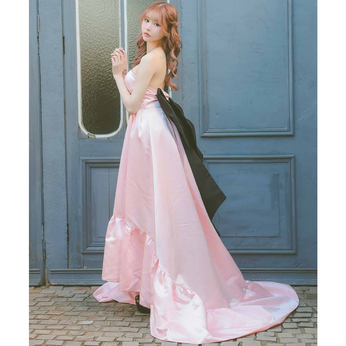 ティカ Tika キャバドレス バックリボンベアゴージャスAライン