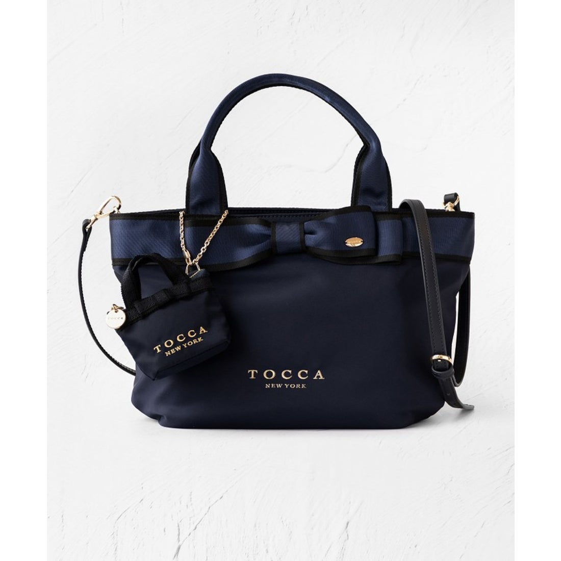 トッカ TOCCA 【撥水】BICOLOR RIBBON TOTE トートバッグ （ネイビー系