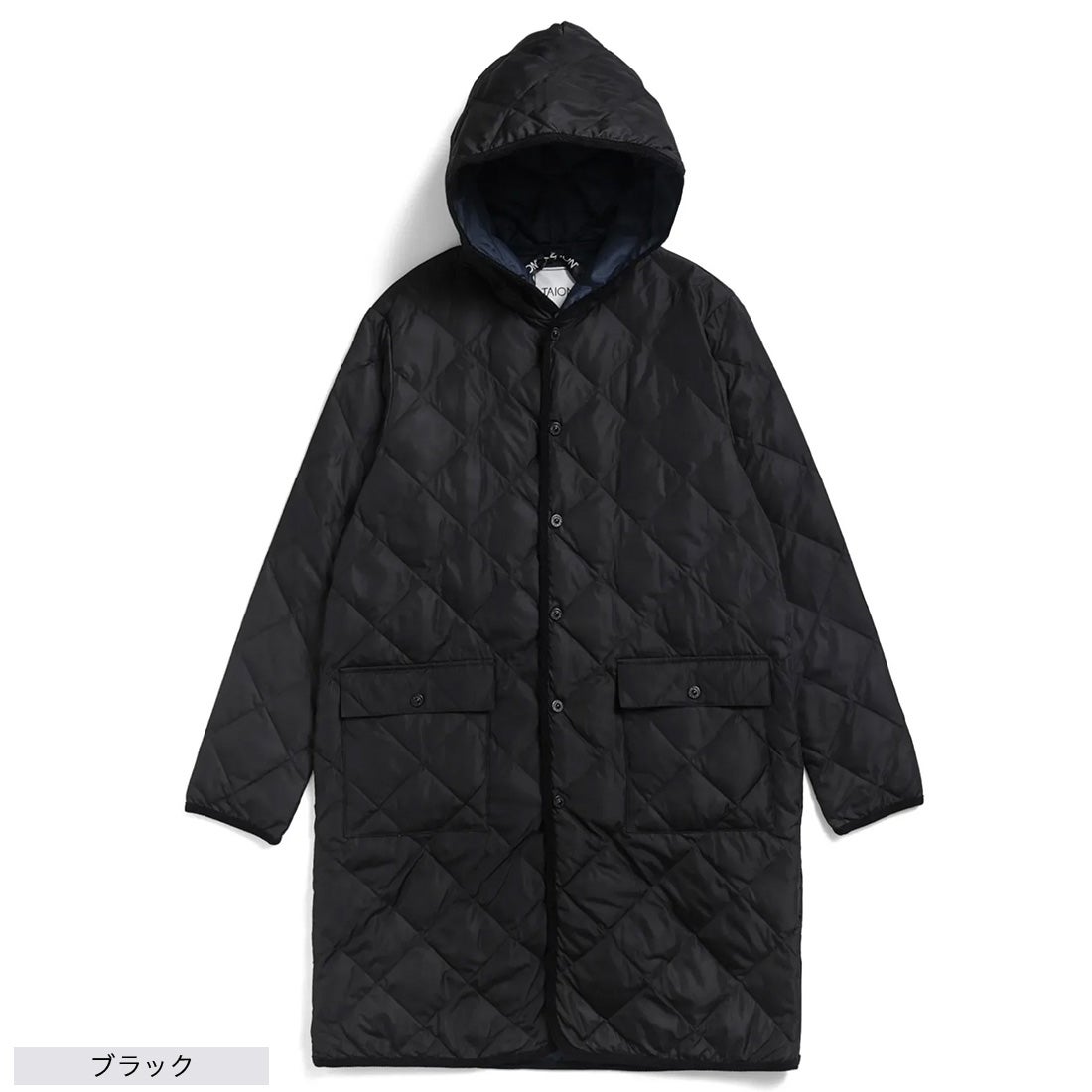 TAION＞シティ パイピングフード ロングダウンコート（ブラック） -WWS