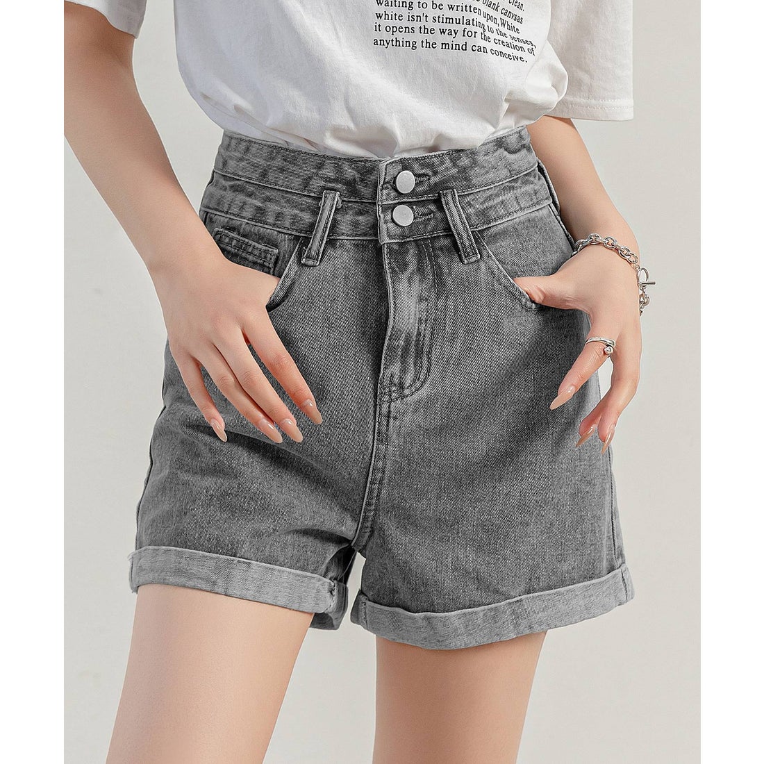 テディショップ Teddyshop レディース ハイウエストロールアップでブル