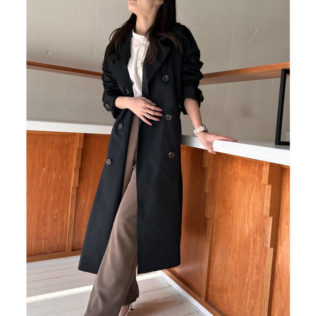 MAISON BREEZE 【SETUP7】アウター トレンチコート ダブルブレスト