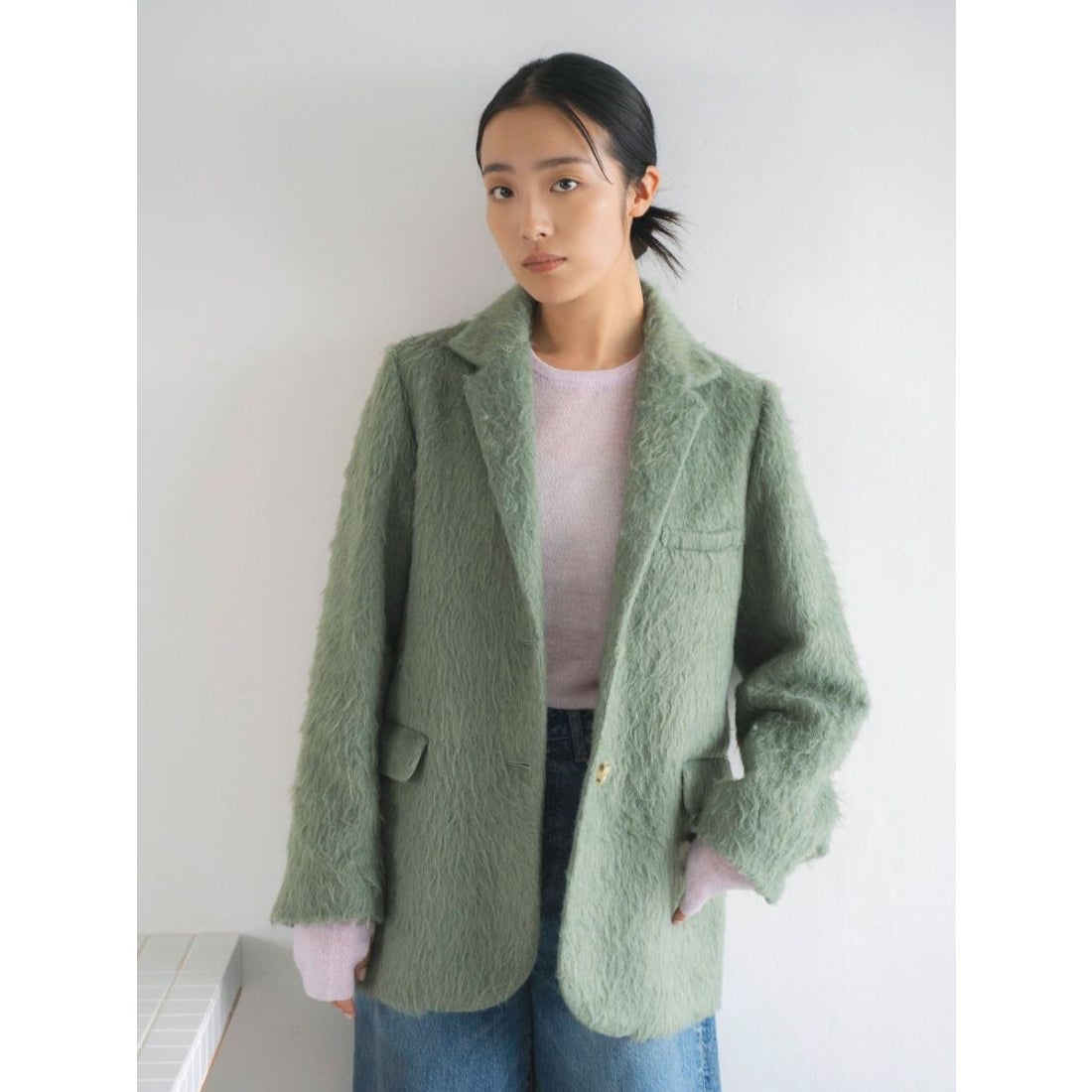 アングリッド Ungrid 起毛ルーズジャケット （グレー） -靴