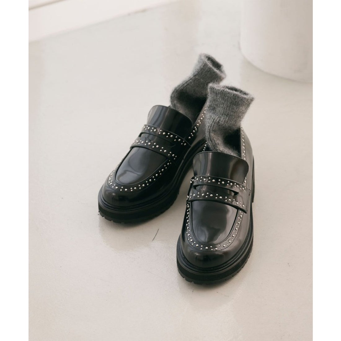 UNITED ARROWS スタッズ ローファー （BLACK） - ファッション通販