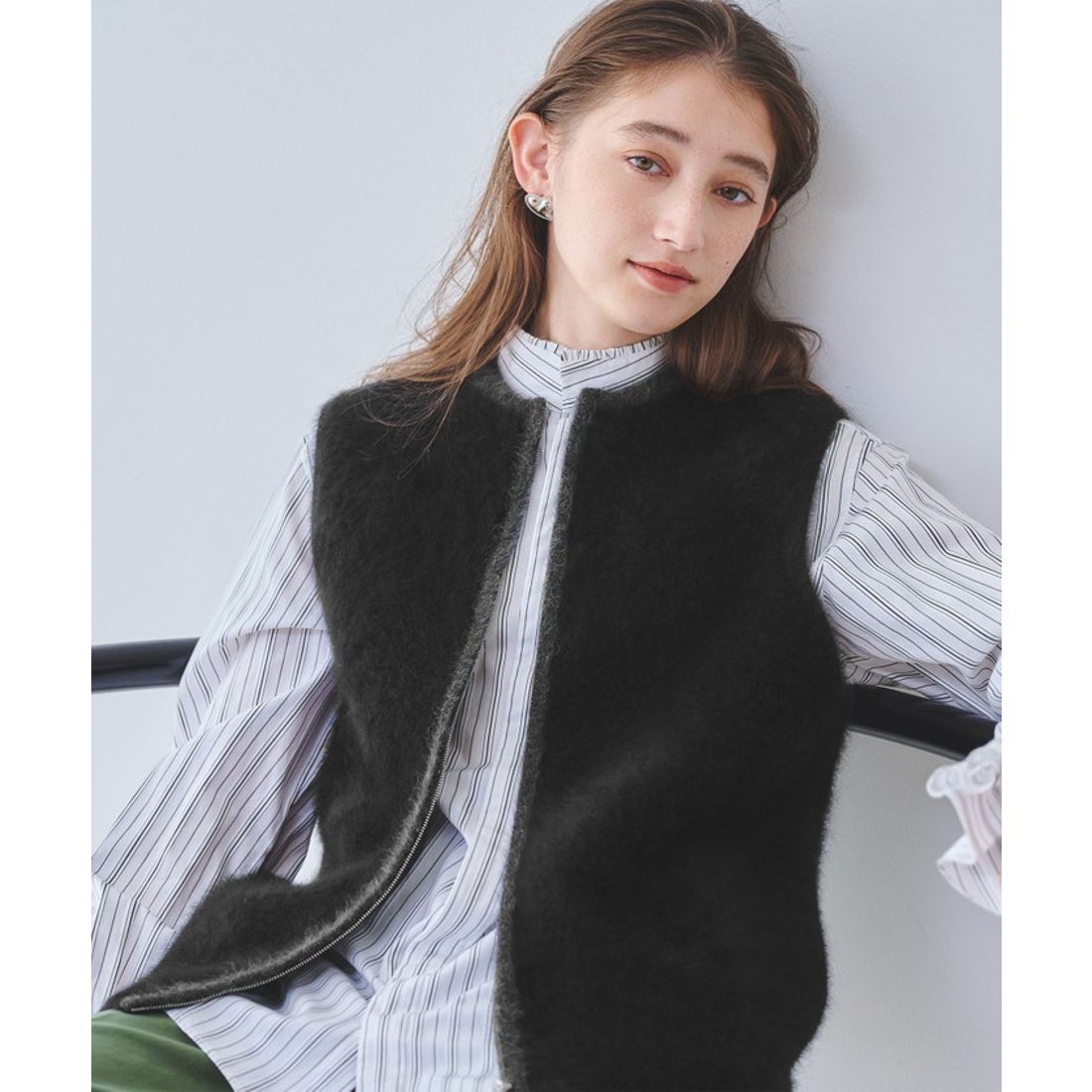 UNITED ARROWS フォックスカシミヤ ジップ ベスト （BLACK