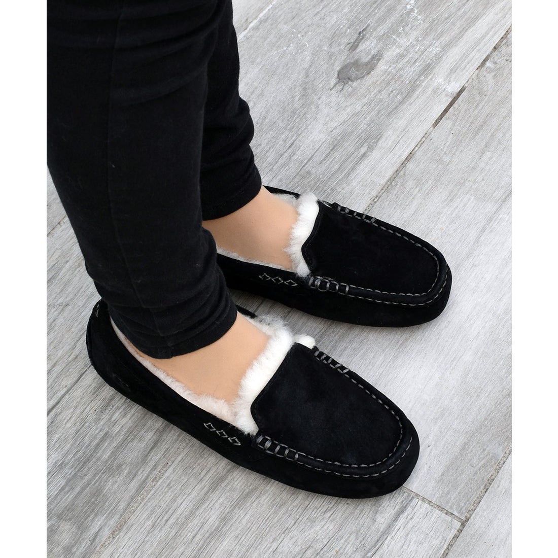 アグ UGG ANSLEY ウールボア スリッポン ローファー モカシン