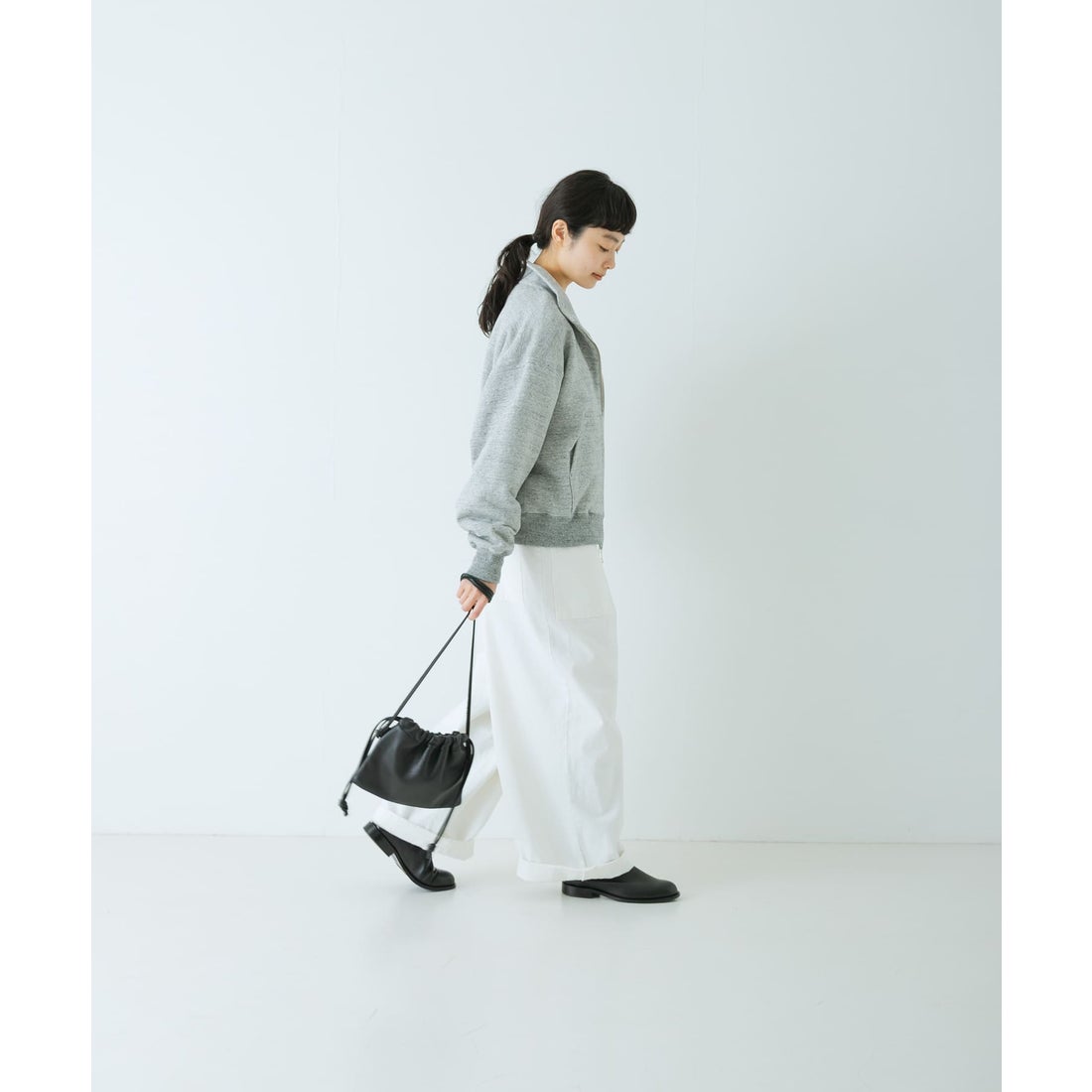 カグレ かぐれ コットンスウェットスタンドジップ （グレー