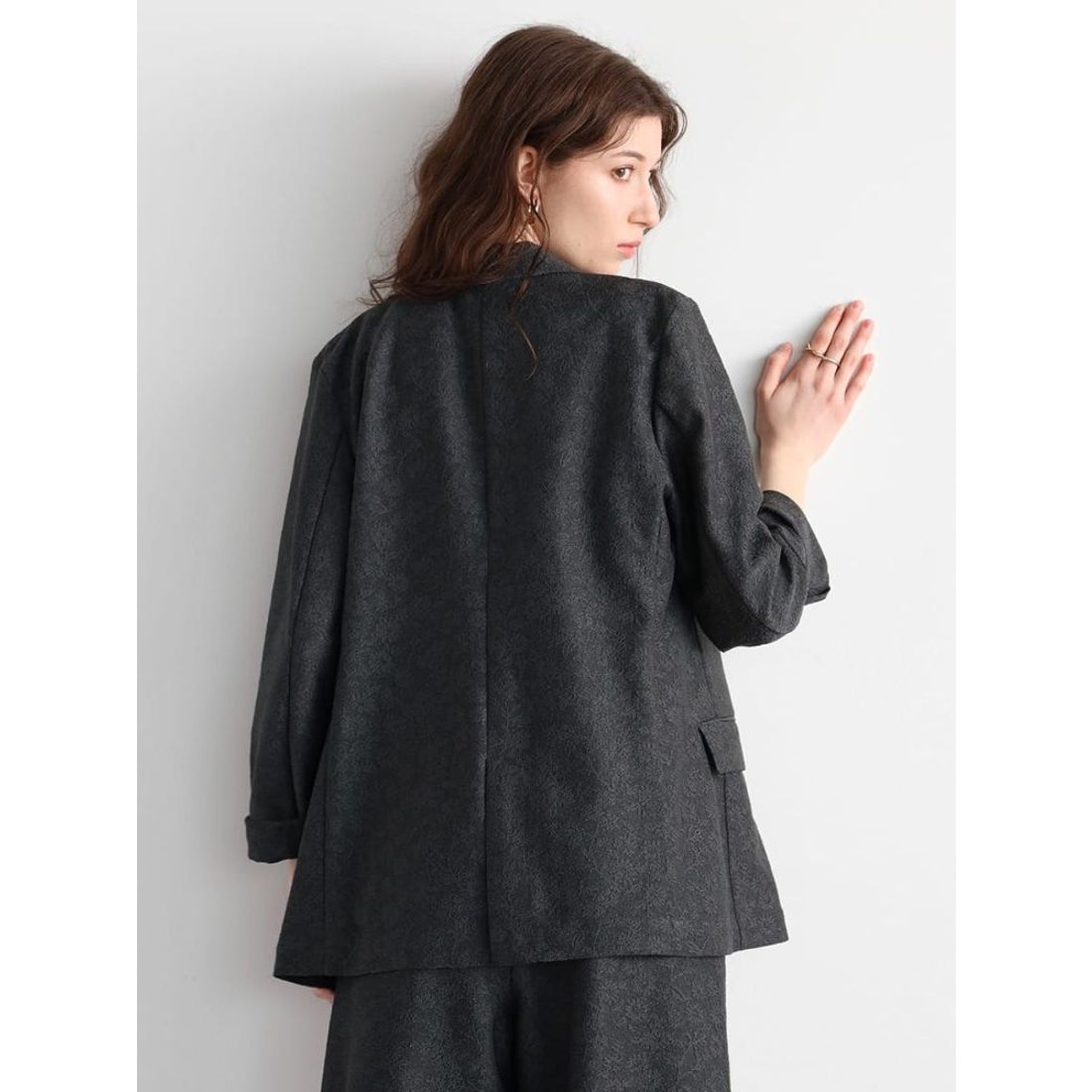 ヴァン Vin Ample ボタニカルフラワーダブルジャケット