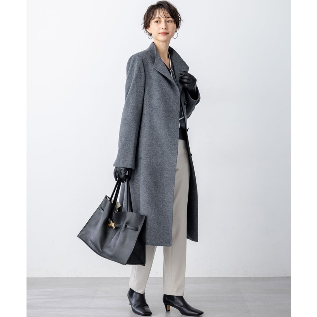 ニジュウサンク 23区 ウールカシミヤビーバー スタンドカラー コート