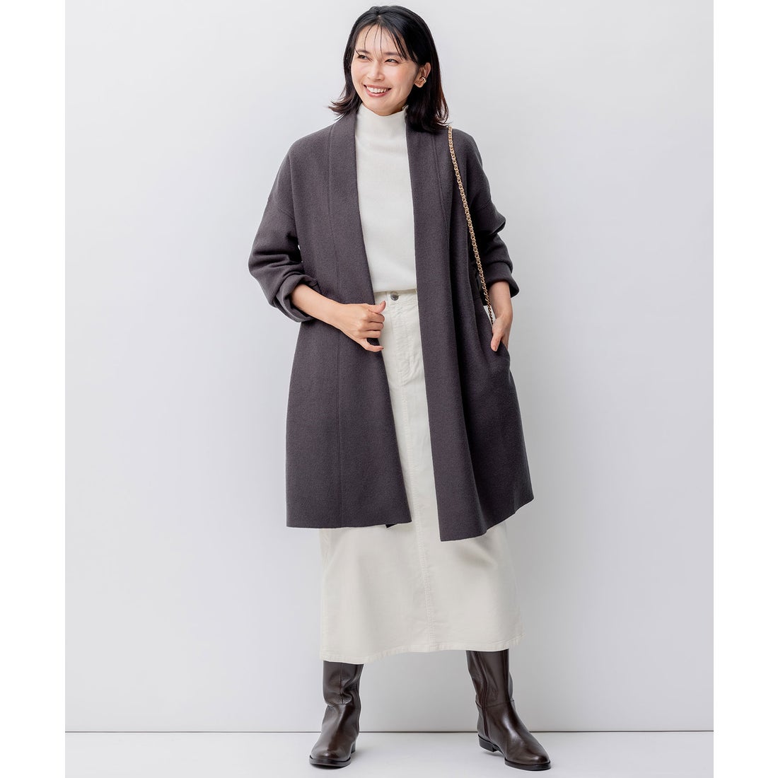 23区 コンプレストパイル コーディガン （ベージュ系） -ファッション