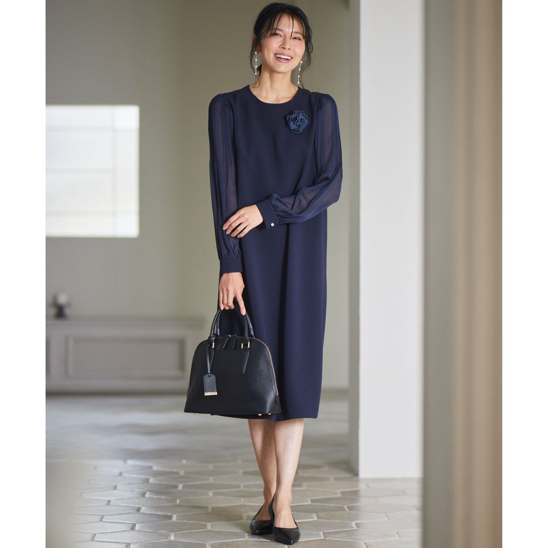 23区 【洗える】トリアセダブルジョーゼット シフォンスリーブ