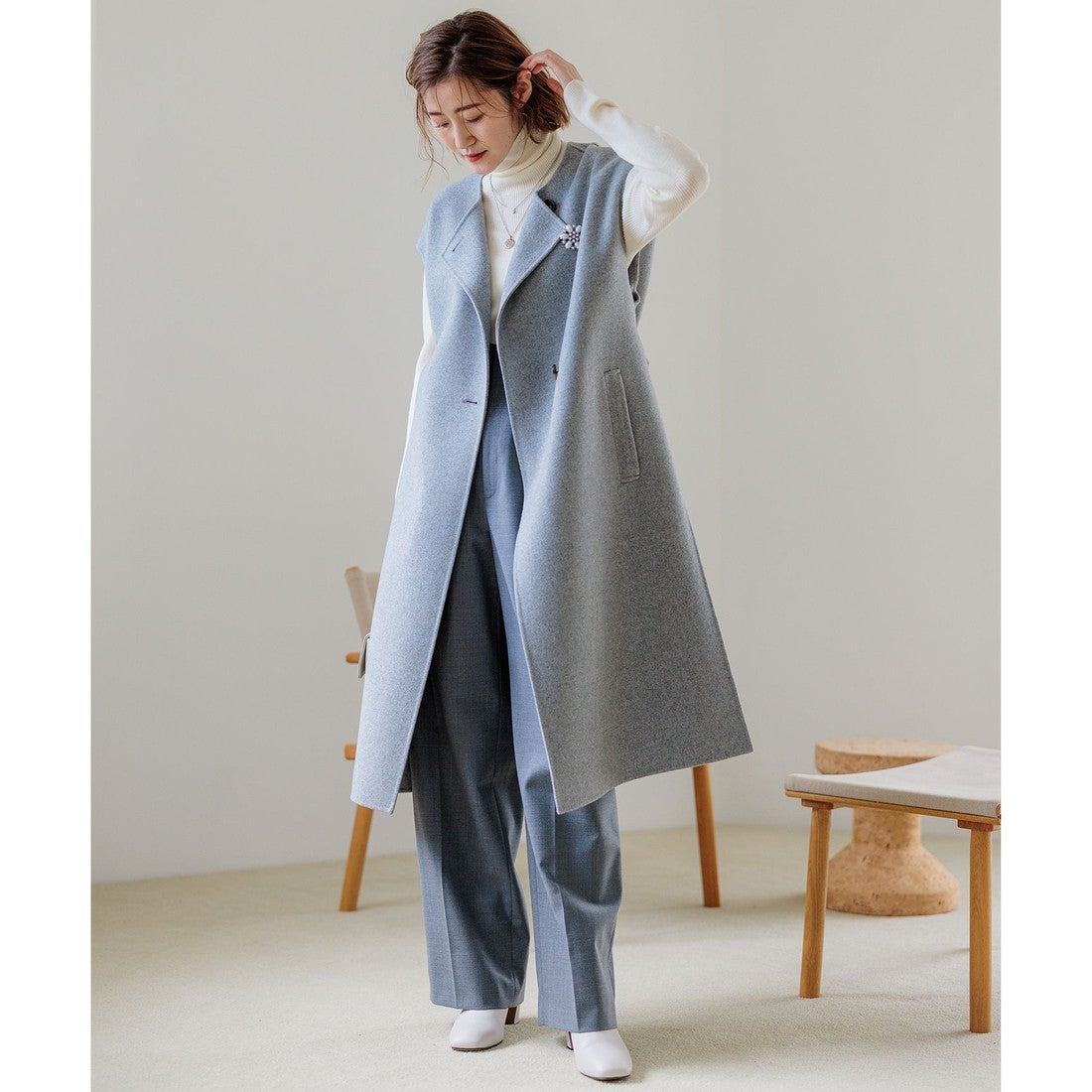 23区 ウールリバー ジレ （ライトグレー系） -靴＆ファッション通販