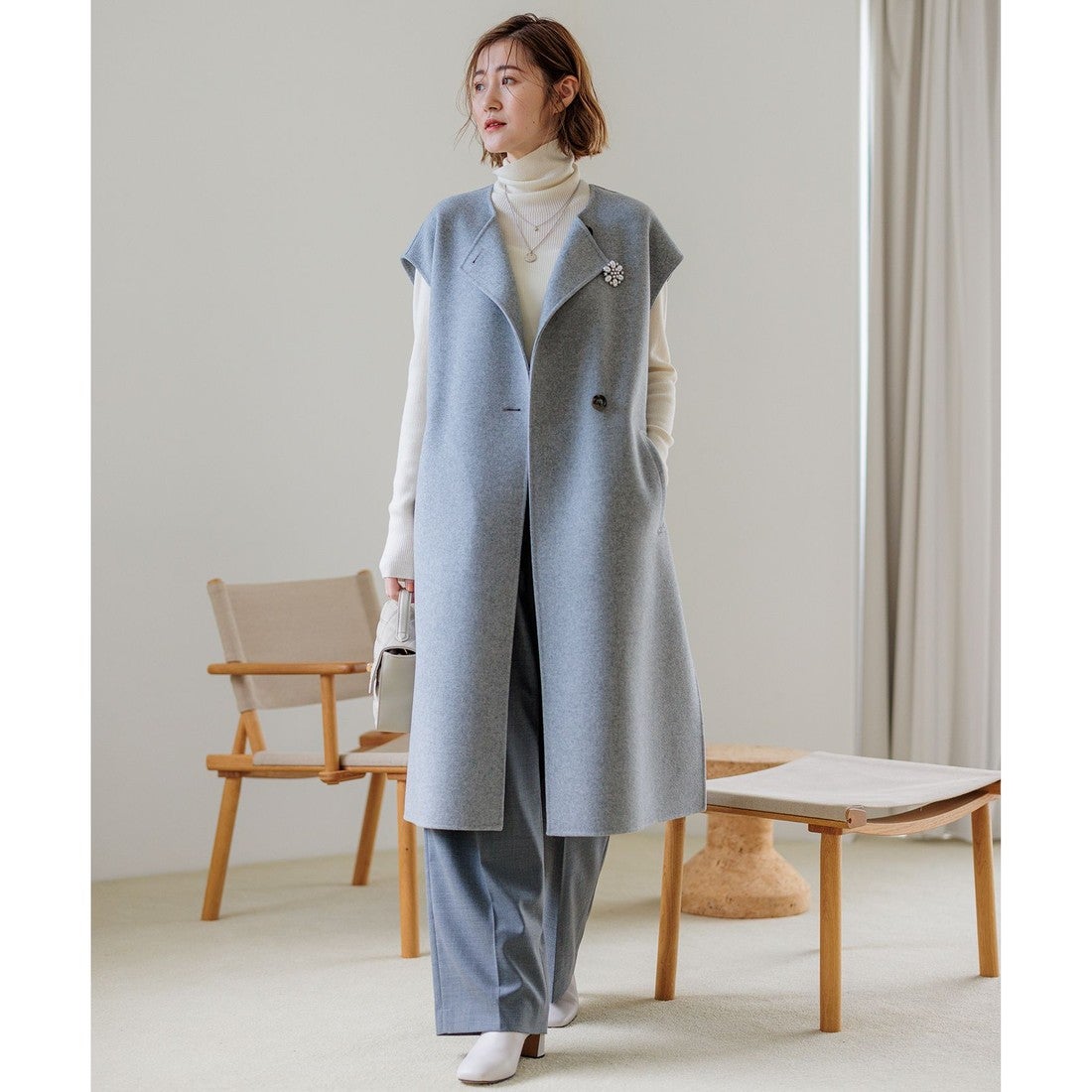 23区 ウールリバー ジレ （ライトグレー系） -靴＆ファッション通販