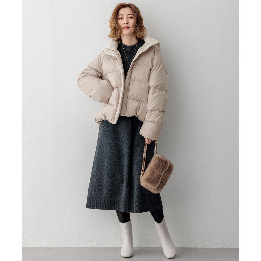 23区 【洗える/撥水】シレータフタ コンパクト ダウンコート （グレー