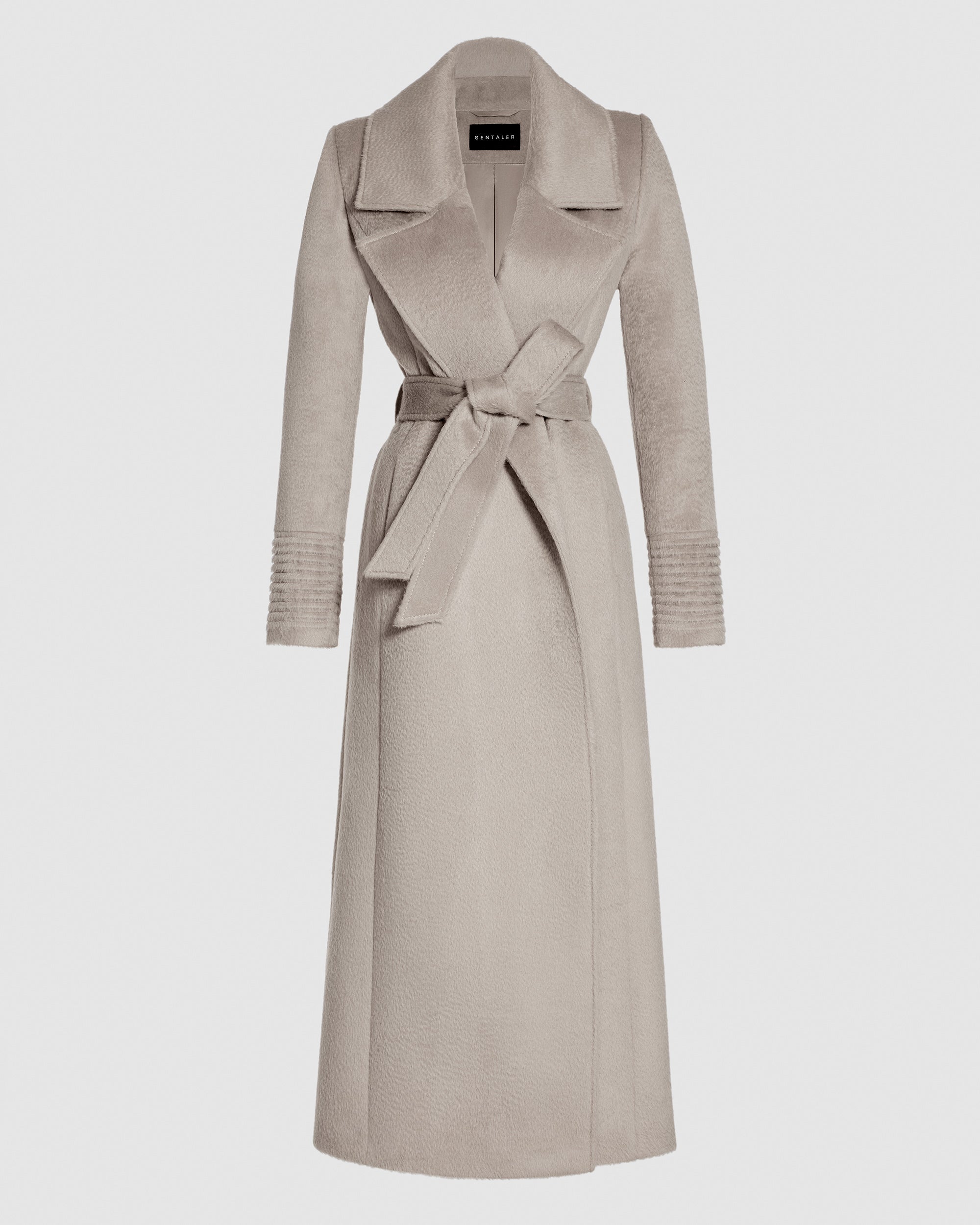 Alpaca Maxi Notched Collar Wrap Soft Sand Coat | SENTALER