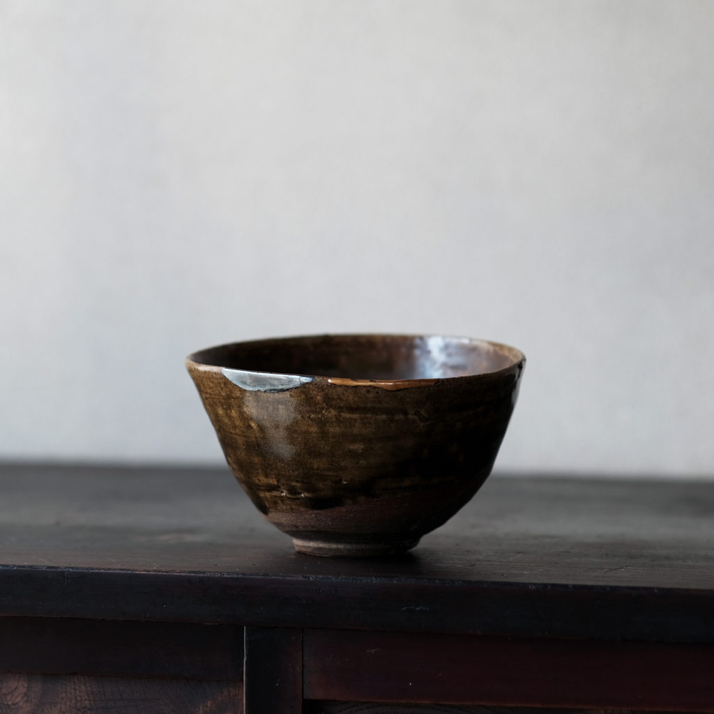 江戸時代 古唐津 三日月高台 茶碗 金直し 時代箱 唐津 時代物 江戸時代