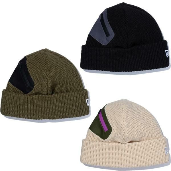 ニューエラ アウトドア ニット帽 カフニット ジップポケット 3カラー