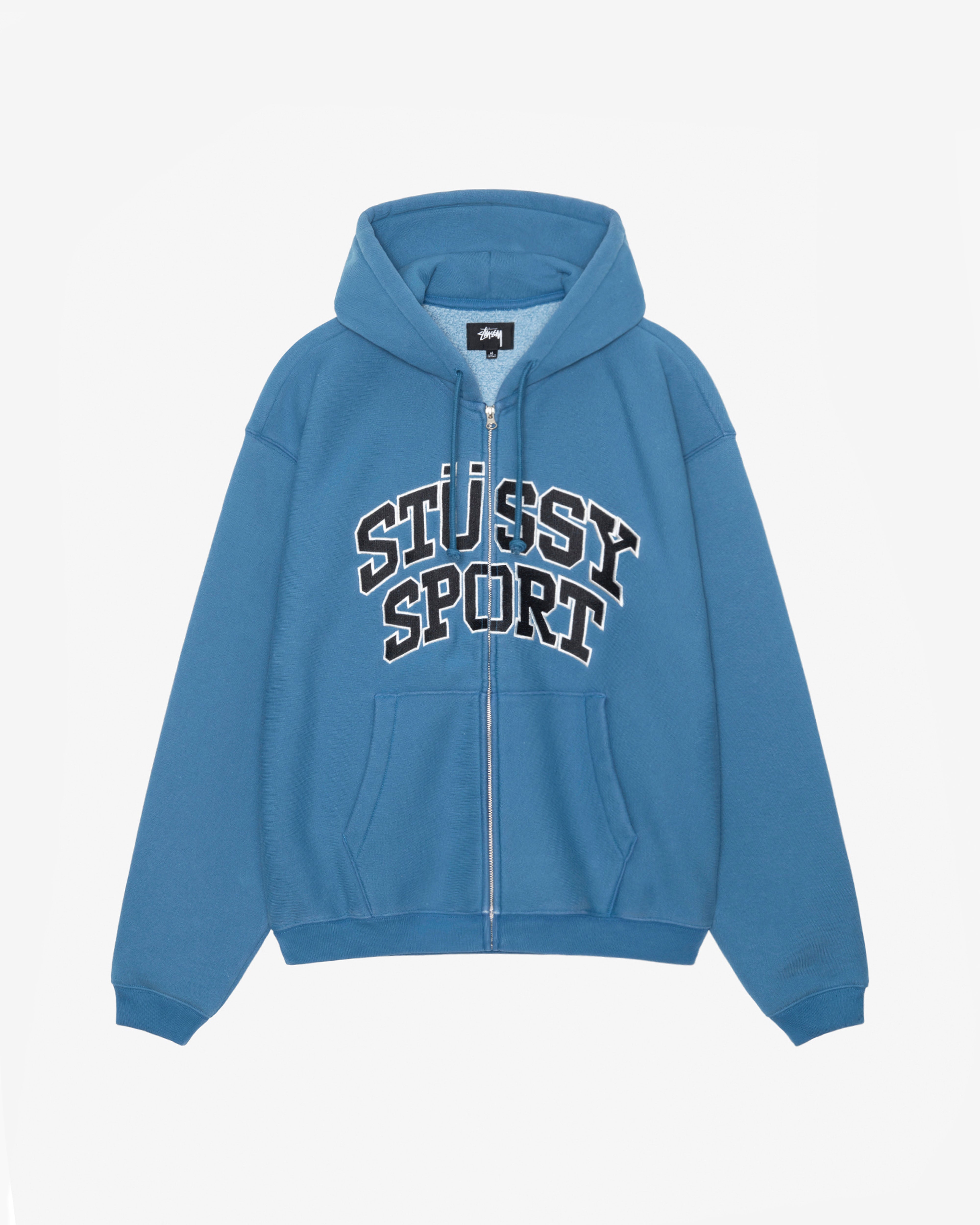 Stüssy: Men's Stussy Sport Zip Hoodie (Blue) | DSMNY E-SHOP