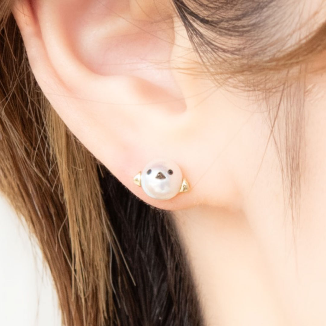 片方】ピアス K10イエローゴールド ブラックルテニウムコーティング