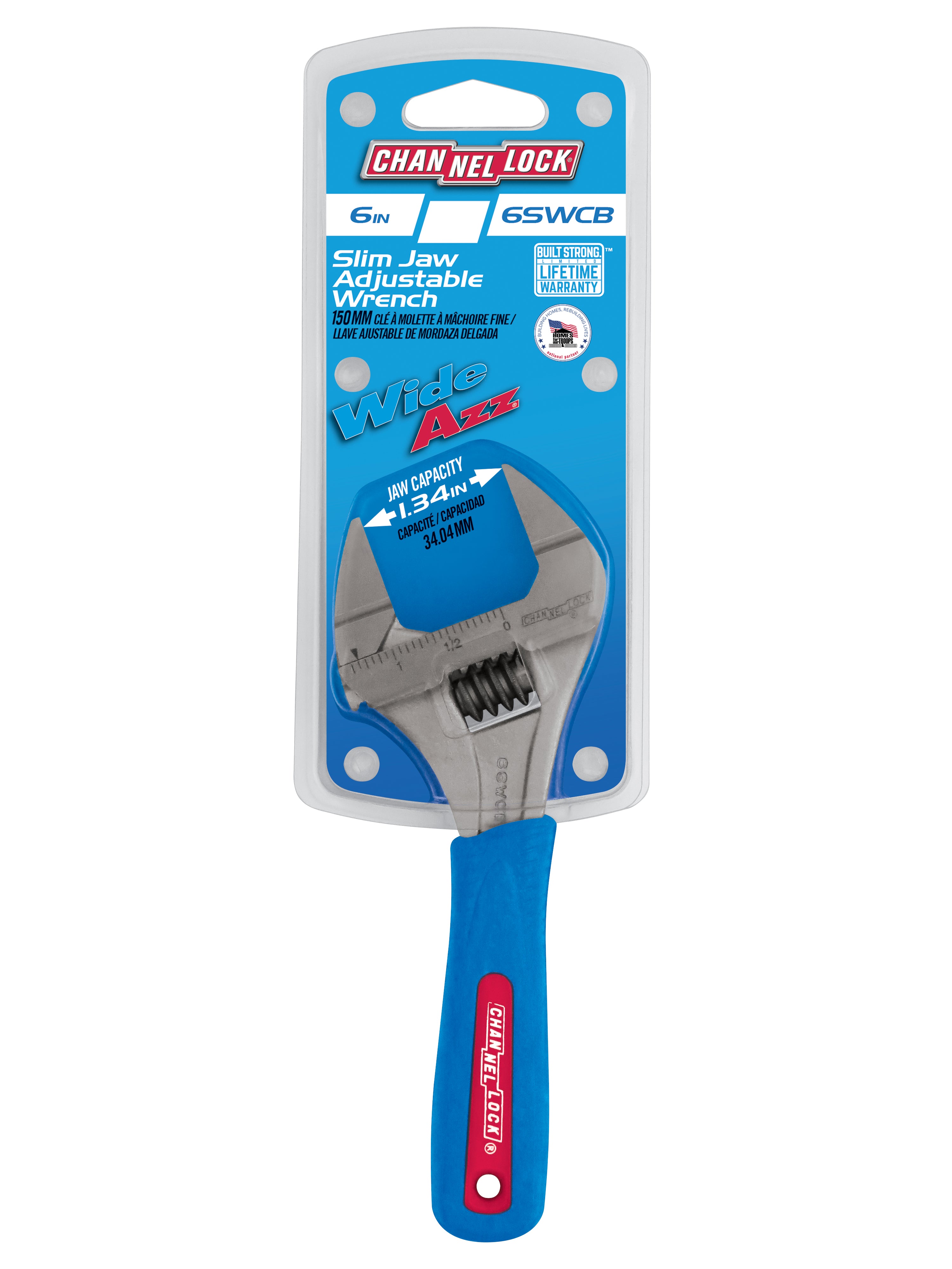 6-inch CODE BLUE® WideAzz® Slim Jaw Adjustable Wrench (6SWCB