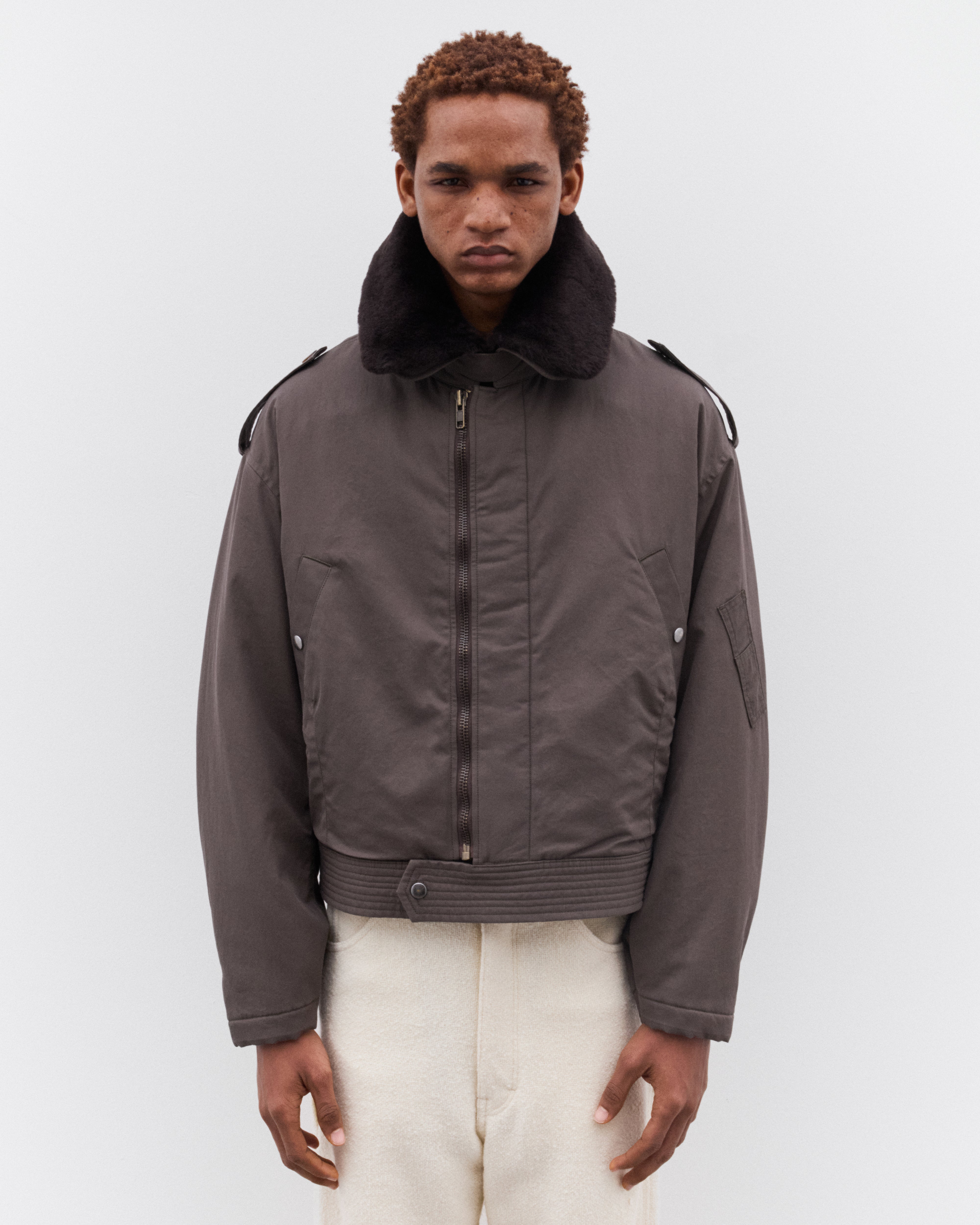 Auralee: Men's Washed Finx Cotton Gabardine Flight Blouson (Deep