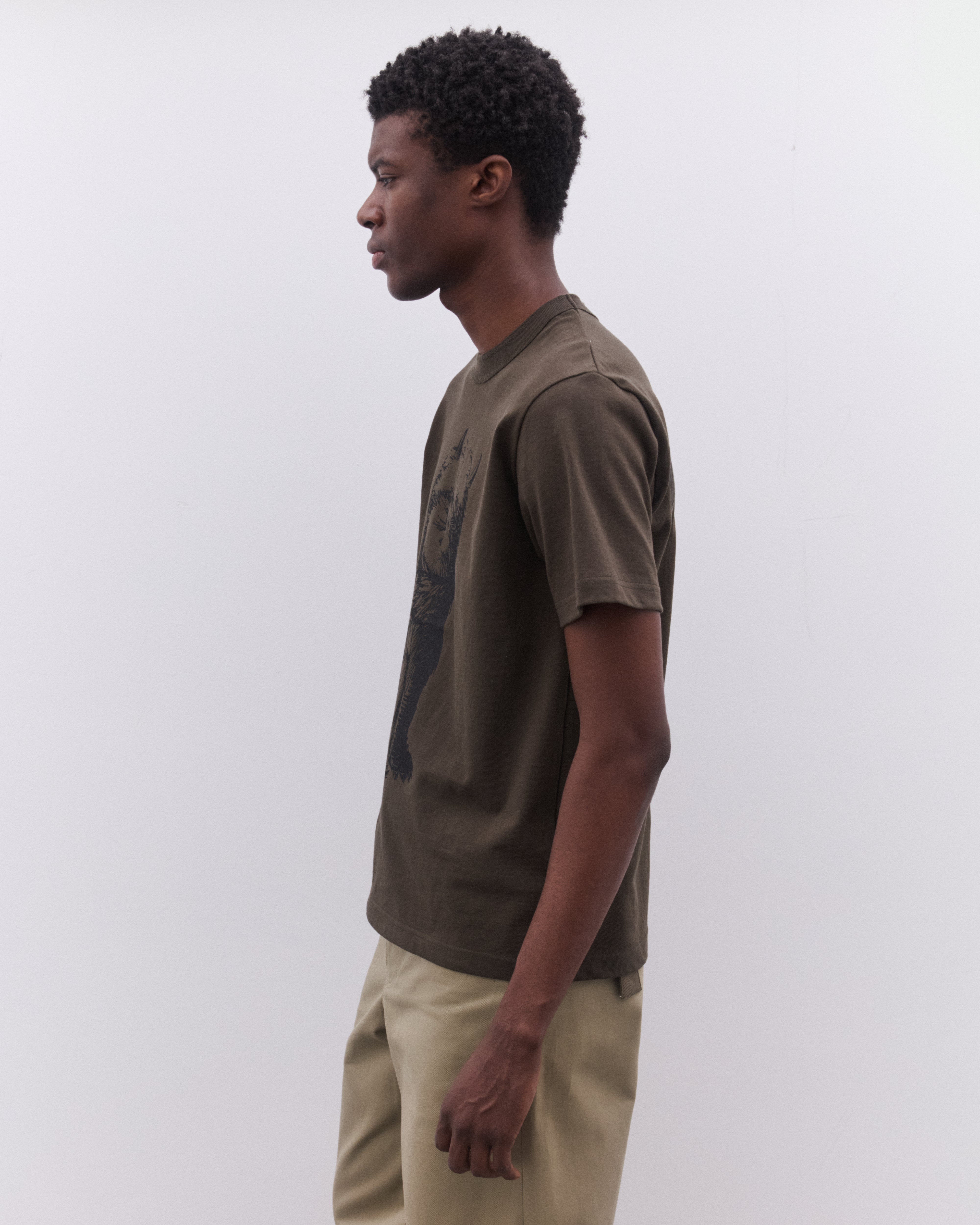 sacai: Men's Where The Wild Things Are T-Shirt (Dark Khaki) | DSML
