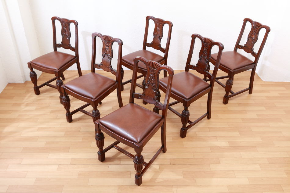 バルボスレッグ オークダイニングチェア6脚セット｜アンティーク家具