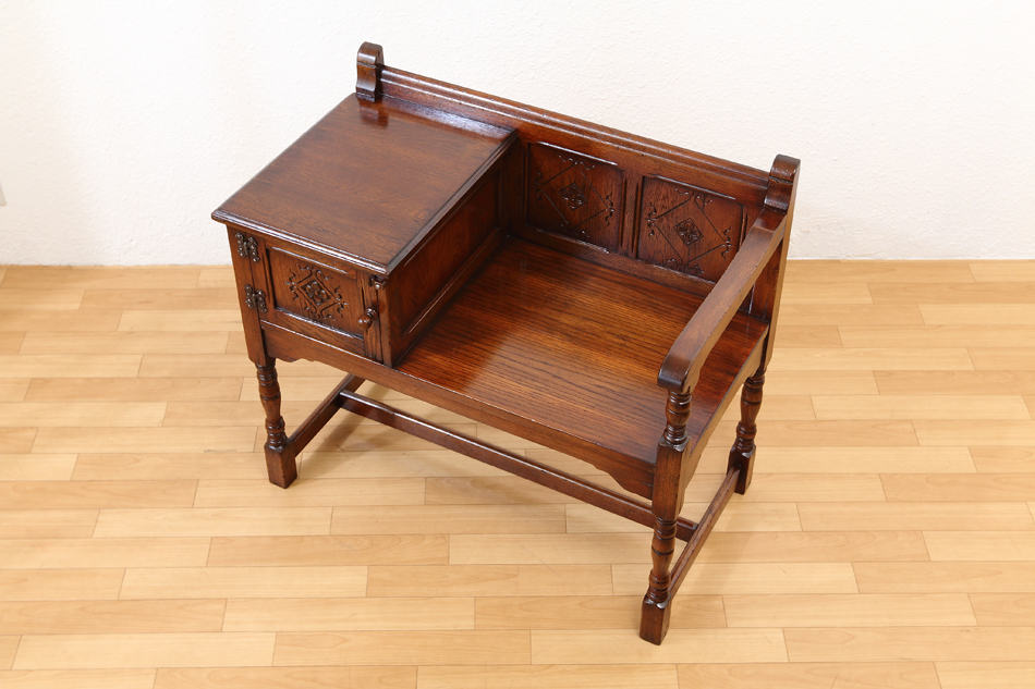 3007【テレフォンベンチ】木製 ベンチ 収納棚 花台 飾り台