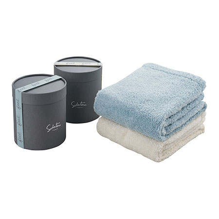 育てるタオル「feel」フェイスタオル2個セット フォグブルー＆ミストの