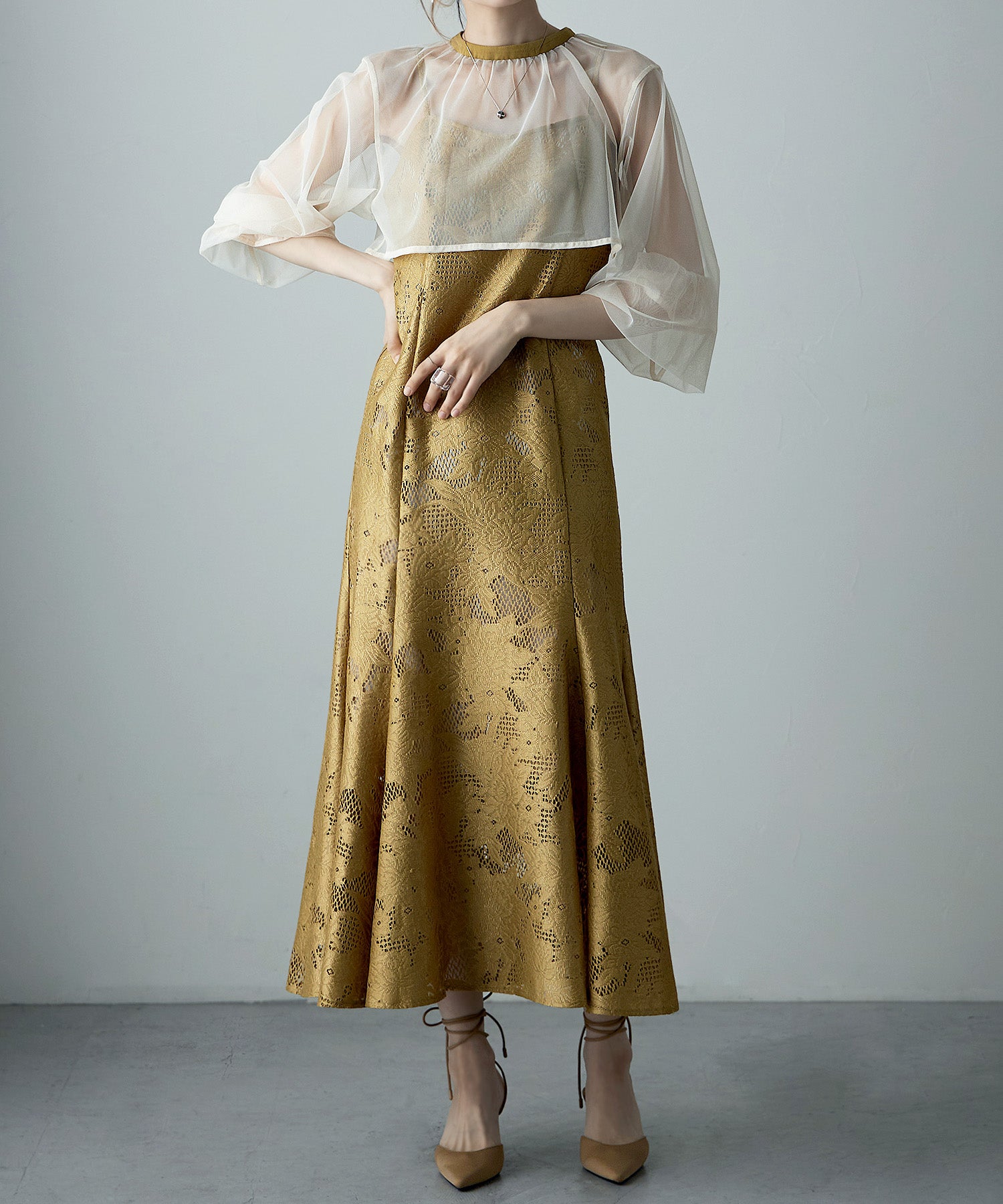 3wayシフォンボレロ&レースキャミドレス｜パーティードレス・結婚式